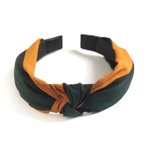 Tessa Topknot Headband - Green/Black/Mustard